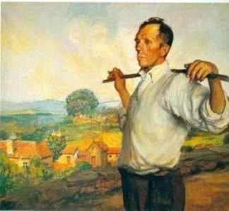 Man carrying an ox goad on his back